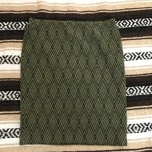 Olive and black patterned skirt